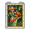 Chloe Lighting Ch8p031of23-Vrt Orange Lily Floral Stained Glass Vertical Hanging Window Panel 24" Tall
