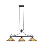 Chloe Lighting Ch33293ms47-Il3 Kinsey Mission Tiffany-Style Blackish Bronze 3 Light Island Pendant 47" Wide
