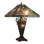 Chloe Lighting Ch3t359bm16-Dt3 Innes Mission Tiffany-Style Blackish Bronze 3 Light Double Lit Table Lamp 16" Wide