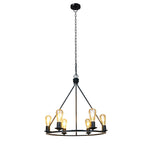 Chloe Lighting Ch6d805bk22-Up6 Ironclad Industrial-Style Matt Black Finish 6 Light Large Pendant 22" Wide