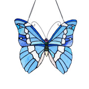 Chloe Lighting Silver-Studded Butterfly-Style Stained Glasswindow Panel 14