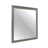 Benzara Square Wooden Frame Mirror with Grain Details, Dark Gray and Silver