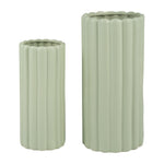 Sagebrook Home 17952-01 Ceramic, Set of 2 10/13?H Ribbed Vases, Cucumber