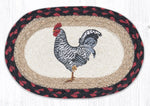 Earth Rugs OMSP-602 Black & White Rooster Printed Oval Swatch 7.5``x11``