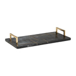 Sagebrook Home 17439-02 Marble, 2", Tray withHandles, Black/Gold