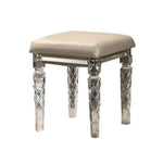 Benzara Leatherette Upholstered Vanity Stool with Acrylic Legs, Beige