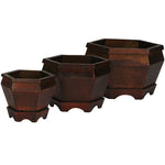 Nearly Natural Wooden Hexagon Decorative Planter (Set of 3)