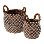 Sagebrook Home 18049 Banana Leaf, Set of 2 9/14" Diamond Basket, Natural