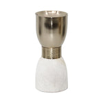Sagebrook Home 18219-01 Metal, 11" Hair On Hide Candleholder, White/Gold