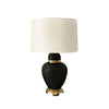 Benzara Drum Fabric Shade Table Lamp with Glass Urn Base, Black