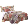 Benzara Chicago 5 Piece Fabric King Size Quilt Set with Jacobean Prints, Multicolor