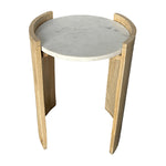 Sagebrook Home 18355-01 20" Marble Top Mango Side Table, White/Nat Kd