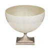 Sagebrook Home 17187-01 Glass, 9" Bowl with Metal Stand, Pearl White