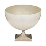 Sagebrook Home 17187-01 Glass, 9" Bowl with Metal Stand, Pearl White