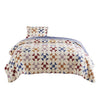 Benzara 2 Piece Microfiber Twin Size Quilt Set with Geometric Print, Multicolor