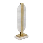Sagebrook Home 17778 Metal/Marble, 18", Oval Disc Sculpture, White/Gold