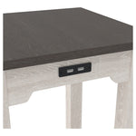 Benzara Wooden Side End Table with USB Ports and Power Cord, Antique White and Gray