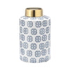 Sagebrook Home 17971-02 Ceramic, 9" Modern Ginger Jar, Navy/White