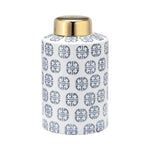 Sagebrook Home 17971-02 Ceramic, 9" Modern Ginger Jar, Navy/White