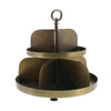 Benzara Metal 2 Tier Design Divided Stand with Twirling Mechanism, Brass
