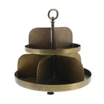 Benzara Metal 2 Tier Design Divided Stand with Twirling Mechanism, Brass