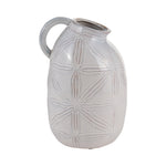 Sagebrook Home 17962-02 Ceramic, 8" Tribal Pitcher, Ivory