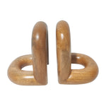 Sagebrook Home 18701 Wood, Set of 2 7" Loopy Bookends, Brown