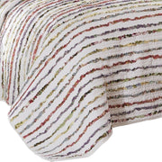 Benzara Five Piece Queen Size Cotton Quilt Set with Sewn Floral Ruffles, Multicolor