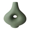 Sagebrook Home 18425-03 Ceramic, 7" Short Open Cut-Out Nomad Vase, Dark Sage