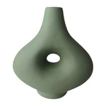 Sagebrook Home 18425-03 Ceramic, 7" Short Open Cut-Out Nomad Vase, Dark Sage