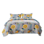 Benzara 3 Piece Full/Queen Fabric Quilt with Floral Pattern, Multicolor