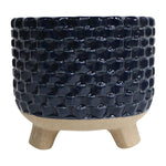 Sagebrook Home 80035-14 7" 27 Oz Ocean Mist Woven Candle, Navy