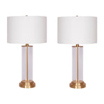 Sagebrook Home 50700-01 Glass, Set of 2, 26", Clear Cylinder Table Lamps, Gold
