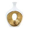 Sagebrook Home 15119-07 Ceramic, 13" 2-Tone Scratched Oval Vase, White/Gld
