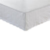 Benzara Tiber Fabric Full Size Bed Skirt with Paisley Stitching Details, White