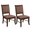 Benzara Wooden Side Chair with Fabric Upholstered Seat and Back, Brown, Set of  2