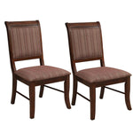 Benzara Wooden Side Chair with Fabric Upholstered Seat and Back, Brown, Set of  2