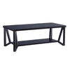 Benzara Wooden Coffee Table with Open Bottom Shelf and Geometric Base, Dark Gray