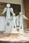 Kalalou A2212 Set of Three Painted Recycled Wood Angels On Stand