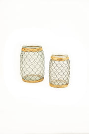 Kalalou CLAN1062 Wire-Wrapped Vases with Marine Rush Detail