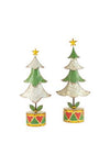 Kalalou CZG1384 Set Of Two Painted Metal Christmas Trees