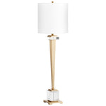 Cyan Design 10956 Crystal/Iron with Off White Lines Shade and White Liner Statuette Table Lamp