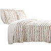 Benzara Drin Fabric 2 Piece Twin Size Quilt Set with Frayed Stripes Pattern, Off White