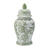 Sagebrook Home 17973-04 Ceramic, 14" Temple Jar Bird/Flower, Green