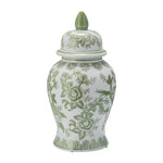 Sagebrook Home 17973-04 Ceramic, 14" Temple Jar Bird/Flower, Green