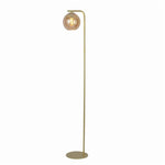 Benzara Metal Floor Lamp with Dome Shaped Glass Shade and Stalk Support, Gold