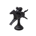 Sagebrook Home Black Horse & Jockey Figurine