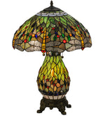 Meyda Lighting 118845 25"H Tiffany Hanginghead Dragonfly Lighted Base Table Lamp