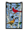 Meyda Lighting 119436 13"W X 10"H Cardinals Morning Stained Glass Window Panel