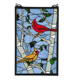 Meyda Lighting 119436 13"W X 10"H Cardinals Morning Stained Glass Window Panel